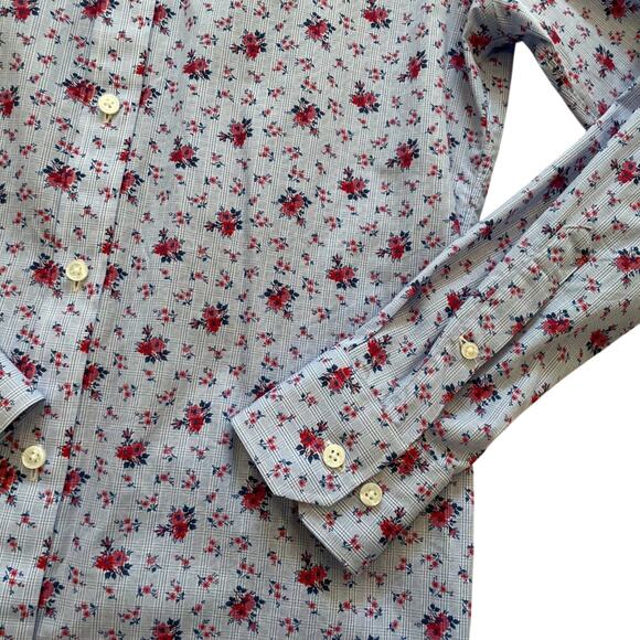 Bonobos Tailored Slim Fit Blue Stripe/Floral Print Long Sleeve Button Down 16/35 - Picture 3 of 8